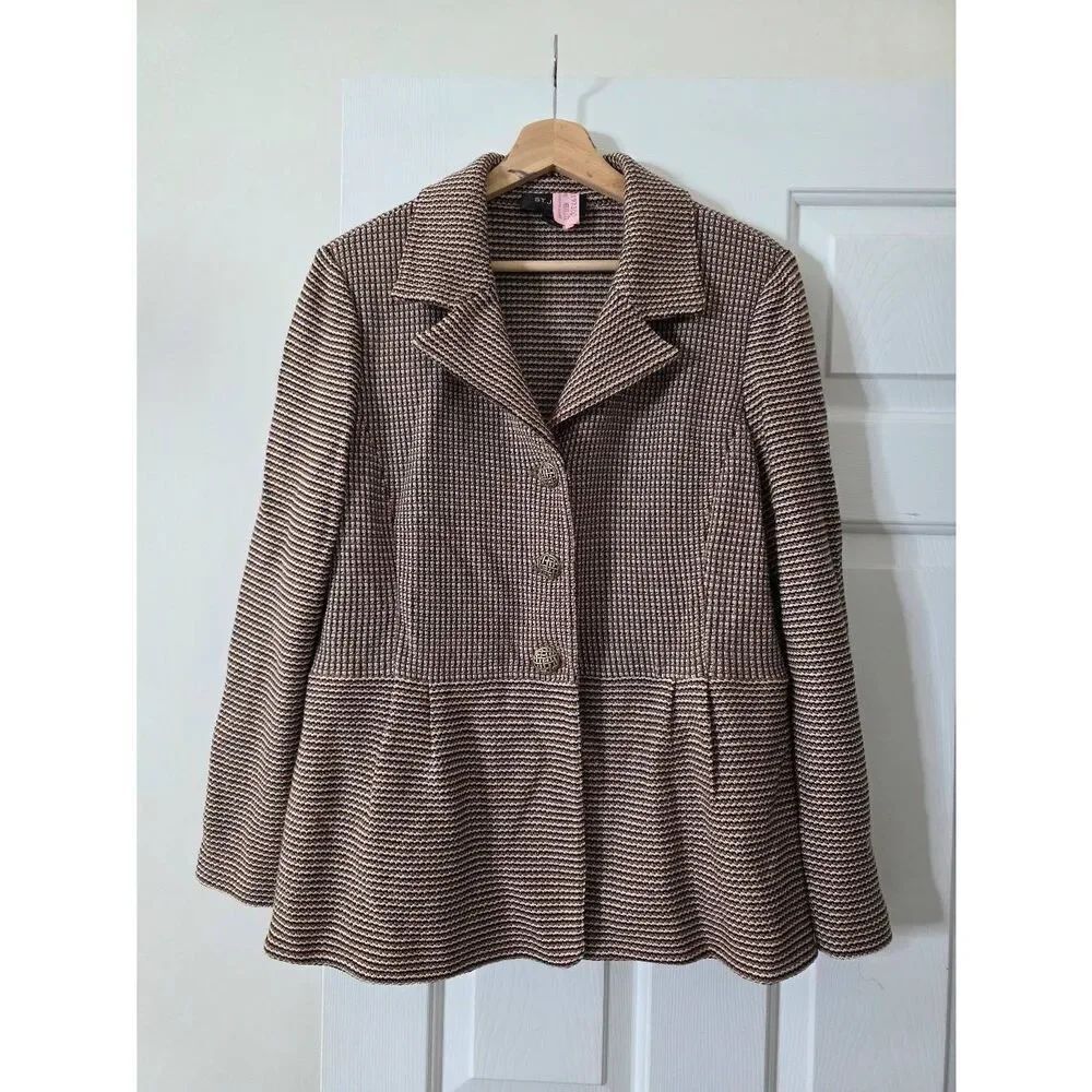 St. John Knits Striped Wool Knit Jacket / Blazer in brown sz 14